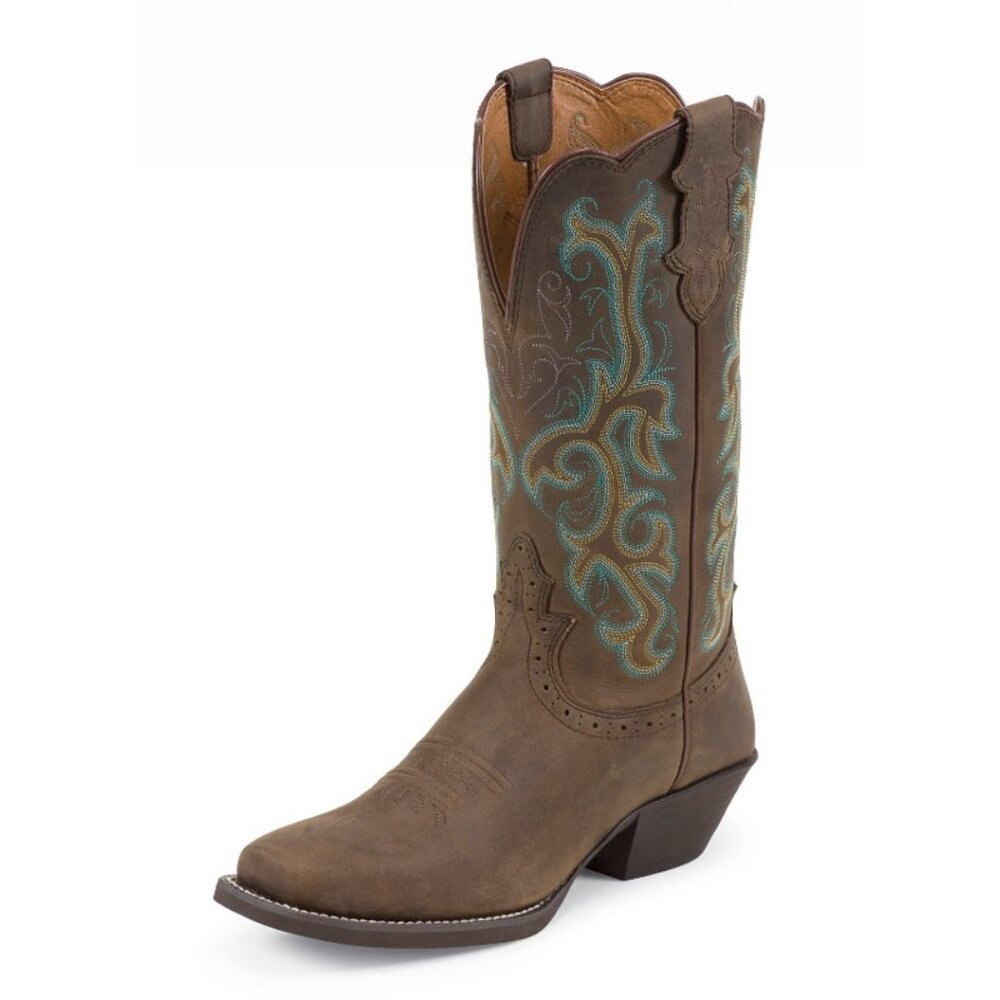 Justin Women's Stampede L2552 Square Toe Western Cowboy Boots Size 8.5B